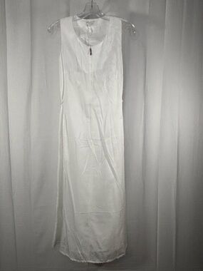 NWT TONET Sleeveless White Midi Dress with Front Zip and Embroidery size 4